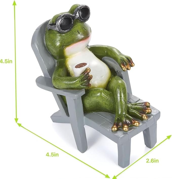 Little Frog Garden Statue with mini Patio Mushroom Solar Lights Outdoor Figurines Halloween Home Decor Fairy Garden Accessories Small Lawn Ornaments 4.5"x4.5"x2.6"