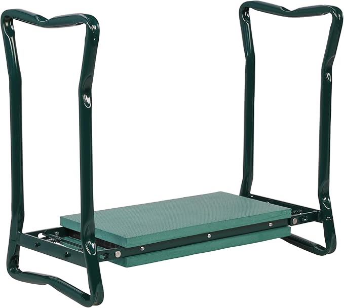 Garden Kneeler Seat Heavy Duty Gardening Bench Stool with 2 Tool Poch Bags, Widen EVA Soft Foam Pad for Kneeling and Seating, Lightweight Frame