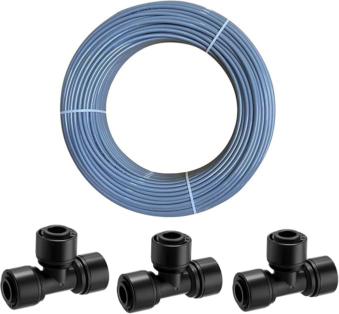 1/4 Inch Drip Hose,50 Foot Gray Drip Hose,for DIY Garden Irrigation Systems,Hydroponics,Spray Hose,Drip Emitter,or as a Blank Distribution Tube for any Garden Project (15 m)