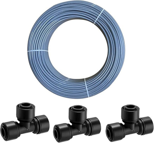 1/4 Inch Drip Hose,50 Foot Gray Drip Hose,for DIY Garden Irrigation Systems,Hydroponics,Spray Hose,Drip Emitter,or as a Blank Distribution Tube for any Garden Project (15 m)