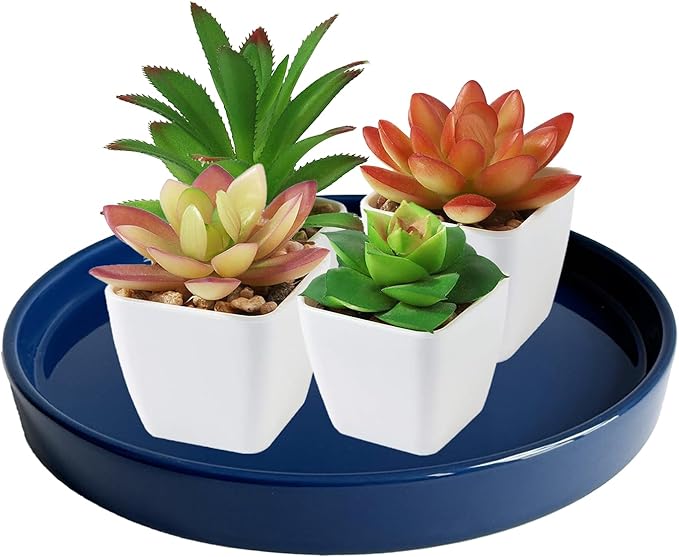 Ceramic Plant Saucer Plant Pot Tray 8 inch Blue, Planter Water Drip Trays for Plant Saucers Indoors, Thick Durable Sturdy Flower Pot Saucers for Glazing Pots Base, More Sizes 4-12 inch