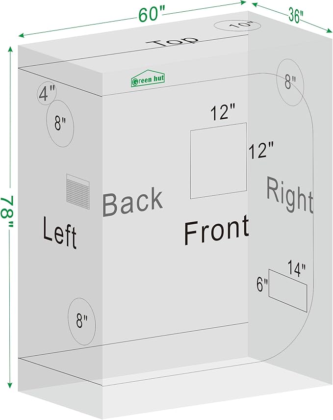 Indoor Grow Tent for Plants 36"x60"x78" Mylar Hydroponic Grow Tents Indoor Grow Room for Plant Fruit Flower Veg with Removable Waterproof Floor Tray