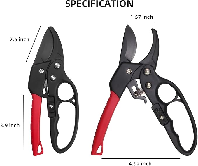 8" Professional Ratchet Pruning Shears,Anvil Groove Design, Reinforced Design Handle,Garden Tool,for Weak Hands and Gardening Gift for Any Occasion