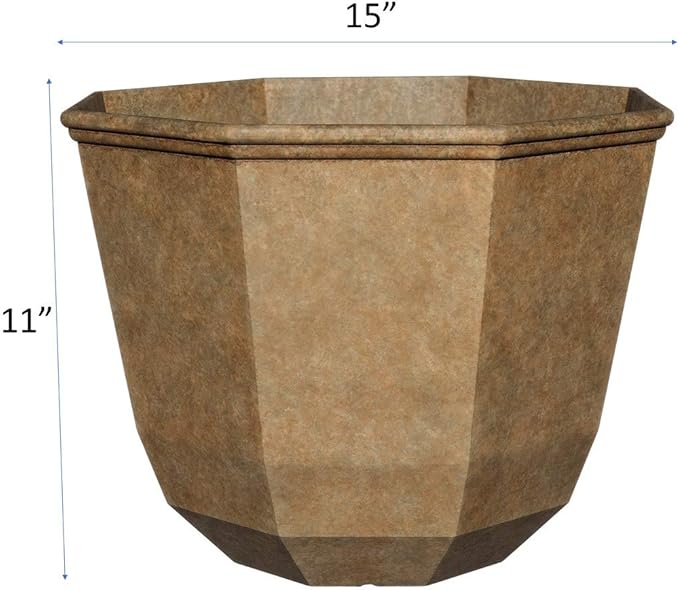Classic Home and Garden Premiere Collection Planter, Shaina 15", Earth