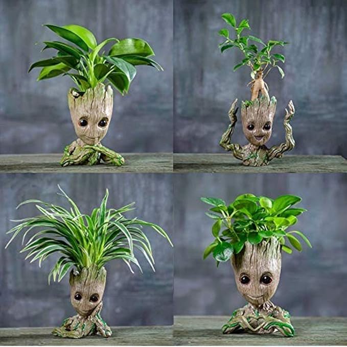 Baby Groot Flowerpot Tree Man Planter Flower Pot with Drainage Hole Pencil Pen Holder,Diligencer Office Party Ornament Christmas Birthday Gift Planter 6