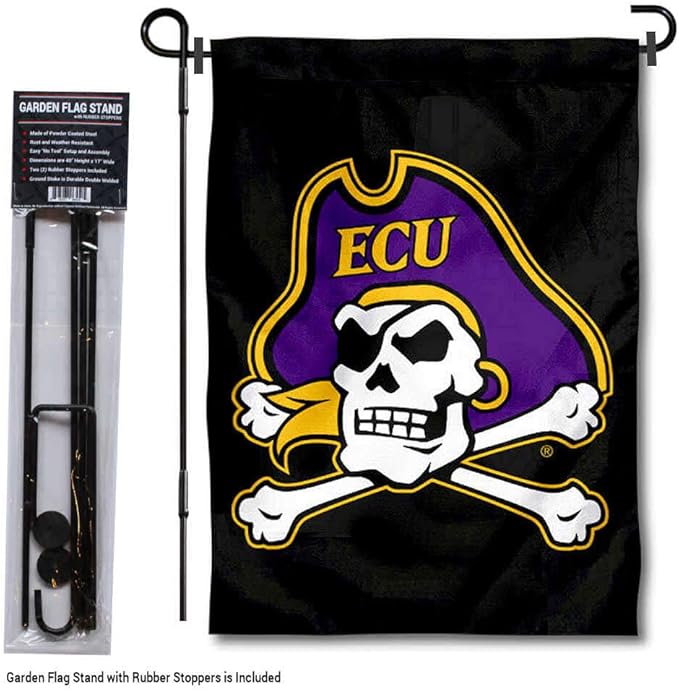 College Flags & Banners Co. East Carolina Pirates Garden Flag with Pole Stand Holder