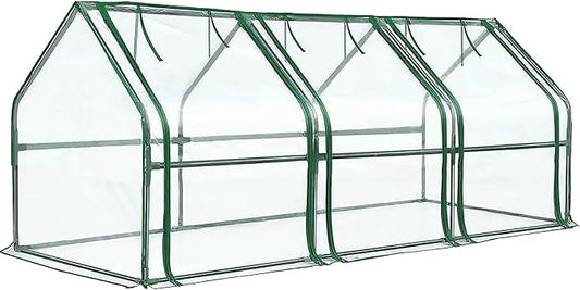 Greengro Mini Greenhouse, 95" x 36" x 36" Portable Greenhouses for Outdoors with Roll-up Zipper Door, Ground Stakes & 20 T-Shaped Plant Tags, Waterproof UV-Resistant Green House for Indoor Outside