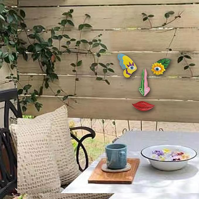 Tree Faces Decor Outdoor,Funny Tree Faces Sculpture,Colorful Fence Decorations Outdoor,Suitable for Yard and Garden Art Décor(1pcs,Colorful Butterfly)