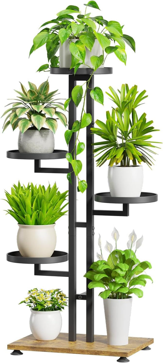 iDavosic.ly 5 Tier Plant Stand Indoor Outdoor, Tiered Corner Multiple Flower Pot Holder Shelf, Metal 34 Inch Tall Display Rack for Patio Porch Living Room Garden Balcony Bedroom, Black