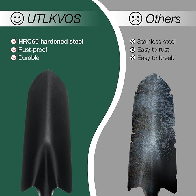 Gardening Tools Set, 6 Pieces Heavy Duty Rust-Proof Gardening Tool Kit, Ergonomic Soft Rubber Handles, Includes Trowels, Rakes, Weeding Tool, and Hand Fork for Digging, Planting, Weeding