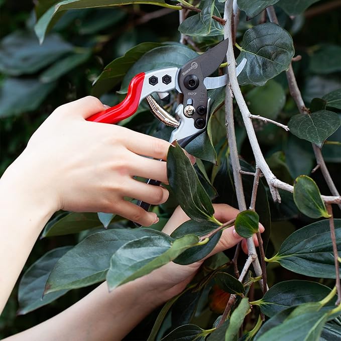 Sanung Pruning Shears Gardening Tools Garden Shears with Sharp High Carbon Steel Teflon Coated Blade and Non-slip Handles, Easy to Trim Tree Branches with Left and Right Hands for Farms