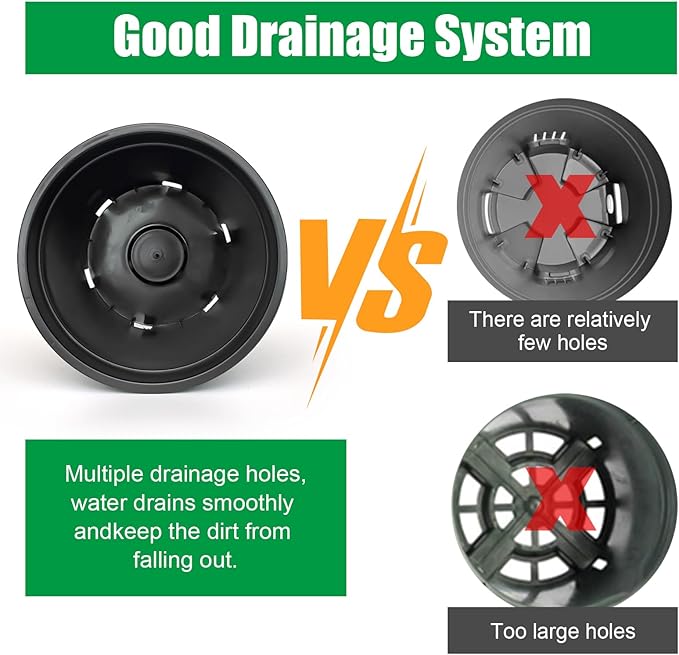 1.5 Gallon Plastic Nursery Pots, 7.5 Inch Round Plant Pots with Drainage Holes, 15 Pack Flower Pots for Outdoor Indoor Plants, Flowers, Black