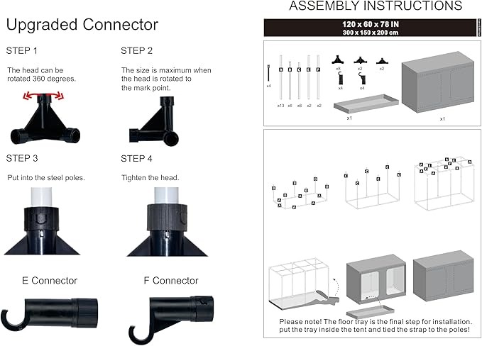 Grow Tent, 120"x60"x78" Hydroponic Mylar Grow Tent Reflective Garden Growing Dark Room with Observation Window, Removable Floor Tray for Indoor Plant Growing 10x5