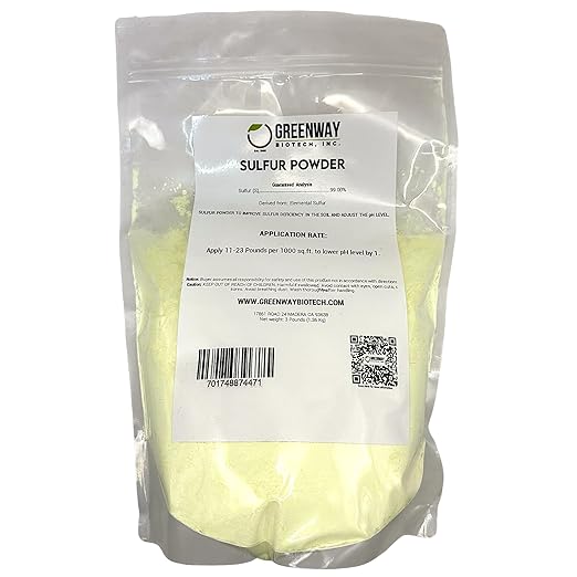 Greenway Biotech Organic Sulfur Powder Fertilizer for Plants- Required to Lower pH & Increased Sulfur Deficiencies- Essential Nutrients for Plant Growth with Macronutrients (3 Pounds)