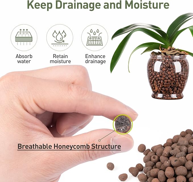 GASPRO 2.5lb LECA Expanded Clay Pebbles for Plants, Hydroponics, Aquaponics, 100% Natural Leca Balls for Soil Root Development, Orchid Potting Mix, Drainage and Reusable, 4-16mm