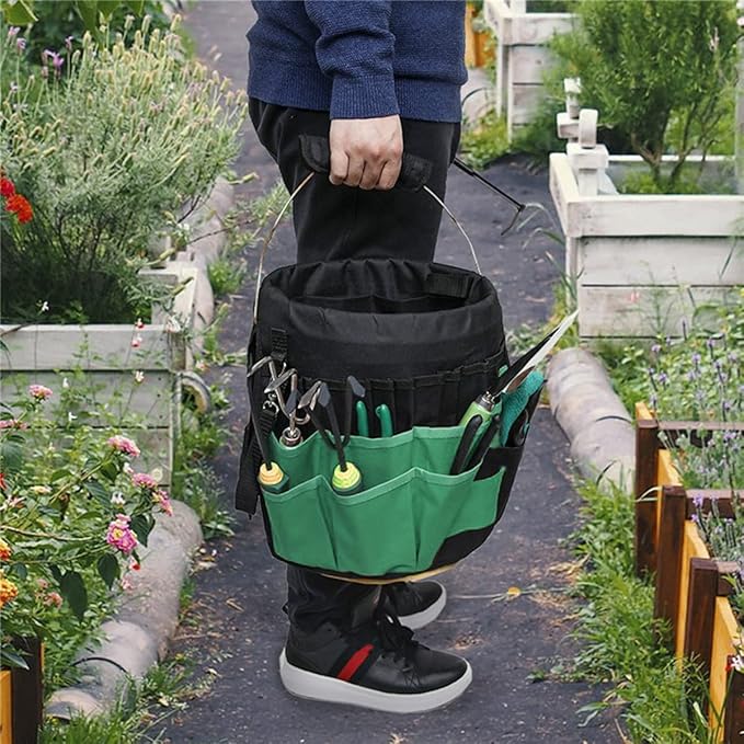 Gardening Tools Bucket Bag with 42 Pockets-Outdoor Multifunctional Better Sturdy Oxford/Canvas for Women Men