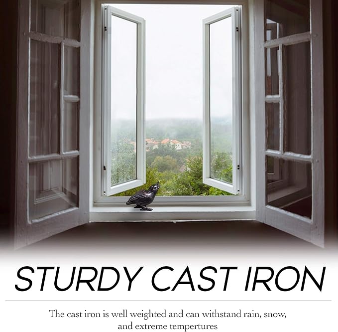 NACH Cast Iron Baby Crow Statue, Raven Garden Statues, Crow Garden Sculpture, Bird Figurines Home Decor, Crow Decor, Raven Decor, Black Bird Statue, 5.4 x 2.2 x 3.2 inches, JS-90-7116