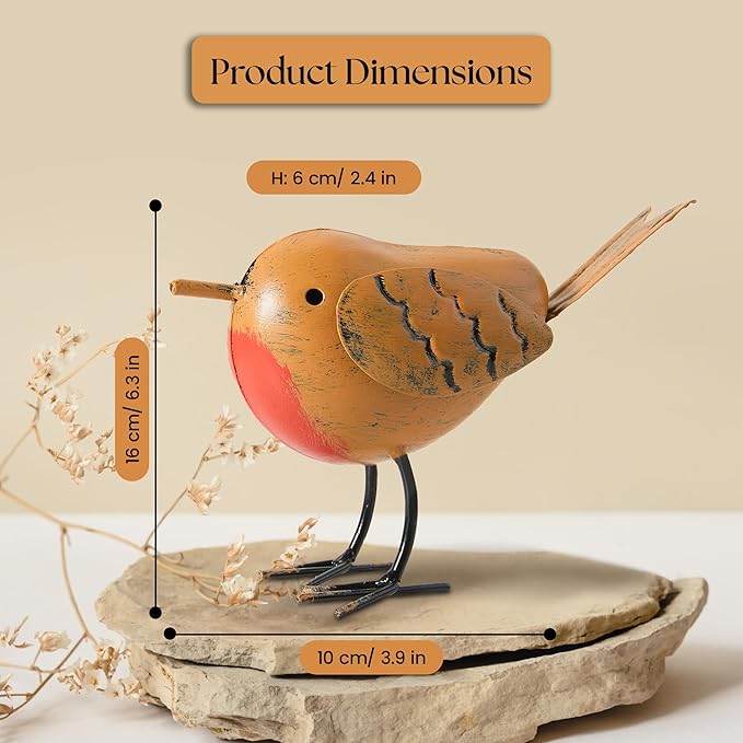3pc Robin Garden Decor for Outside - Robin Metal Bird Decor Garden Ornaments Outdoor Animal Decorations - Robin Bird Figurine Lawn Ornaments Metal Bird Statues for Garden Decorations Outdoor Decor