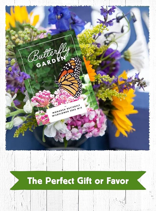 American Meadows Wildflower Seed Packets ''Butterfly Garden'' Favors (Pack of 20) - Pollinator Wildflower Seed Mix to Attract Hummingbirds, Bees, and Butterflies, Party Favors for Any Occasion