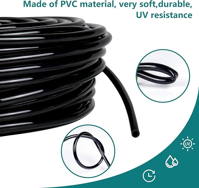 1/4 inch Blank Distribution Tubing Drip Irrigation Hose,50ft Soft Watering Tube for Small Lawn Garden Irrigation System