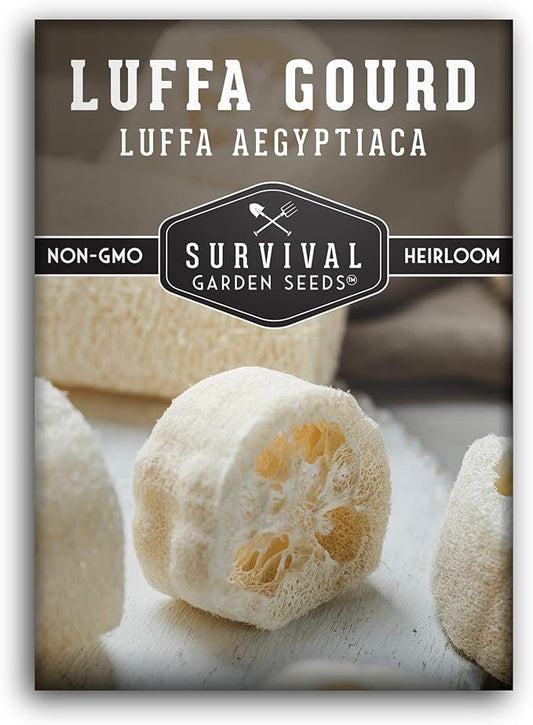 Survival Garden Seeds - Luffa or Loofah Seed for Planting - 1 Packet with Instructions to Plant and Grow Ornamental Gourds in Your Home Vegetable Garden - Non-GMO Heirloom Variety