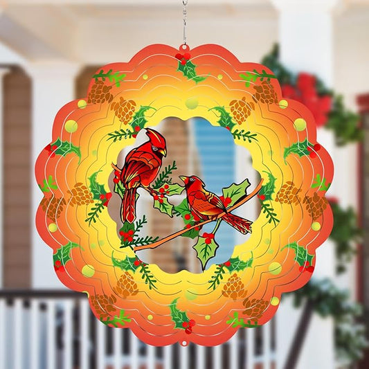 Cardinal Wind Spinners Metal Cardinal Gifts for Women, Mom, Grandma,12inch Hanging Wind Spinner for Outdoor&Indoor Decor Wind Kinetic Christmas Mother Ornament for Yard Garden Decoration