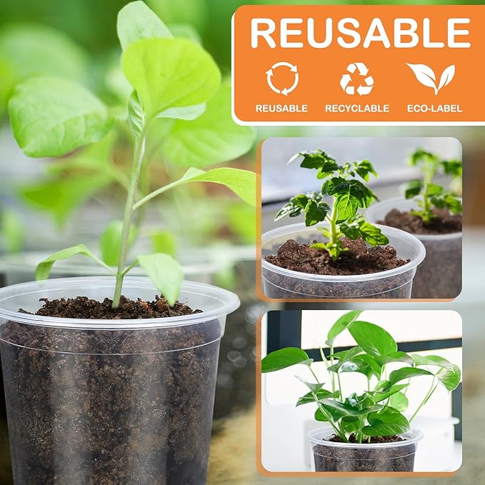 45 Pack 7/6/5/4/3 Inch Clear Nursery Pots for Plants, Clear Plastic Plant Pots with Drainage Holes, Transparent Variety Pack Flexible Garden Pot for Outdoor Indoor, Seed Starting Pots (Clear)