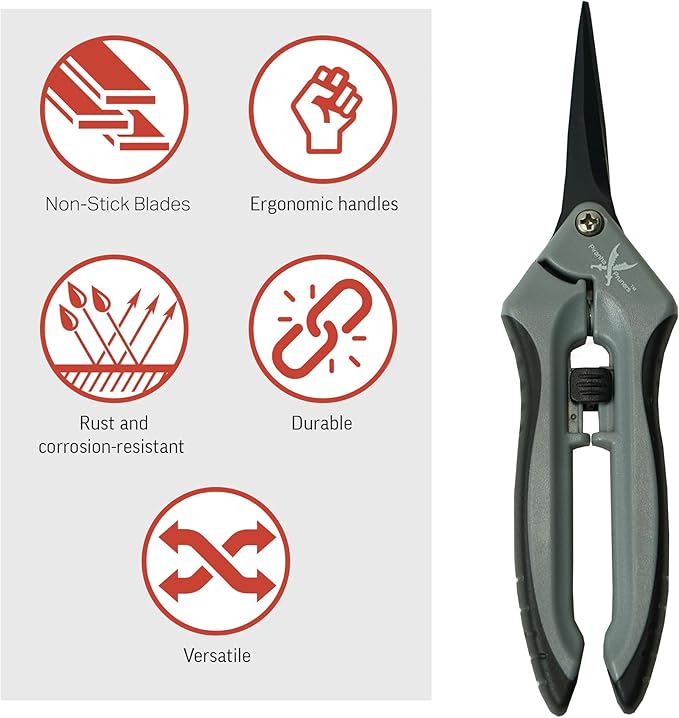 Piranha Pruner Trimming Scissors Garden Shears, Plant Trimmers, Gardening Hand Tools, Straight Fluorine Coated Blade