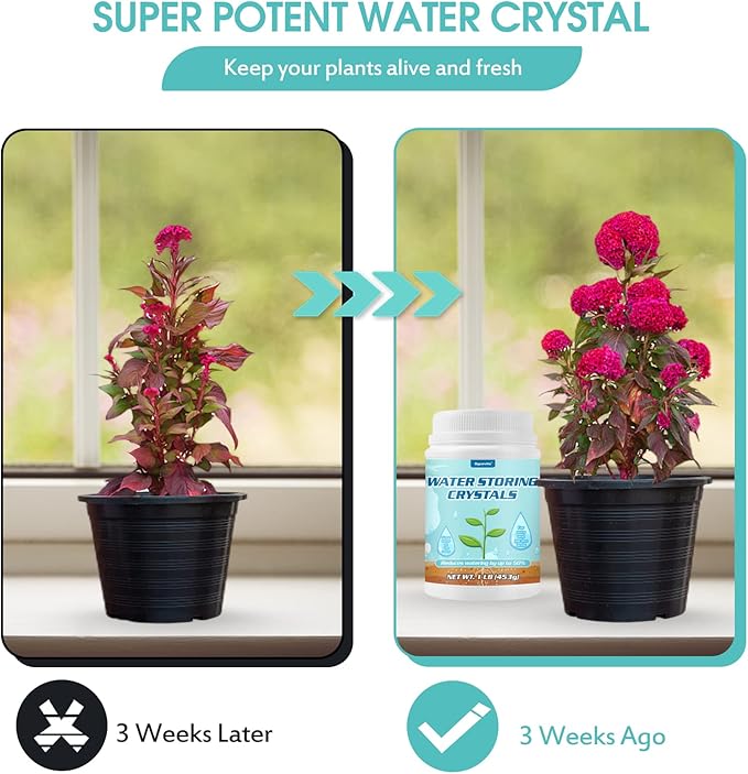 1LB Water Storing Crystals for Plants with Spoon, Water Gel Solves Plant Over-Watering and Drought Problems, Keeps The Soil Moist, Small Water Storing Polymer Crystals for Plants Powder - by Oycevila