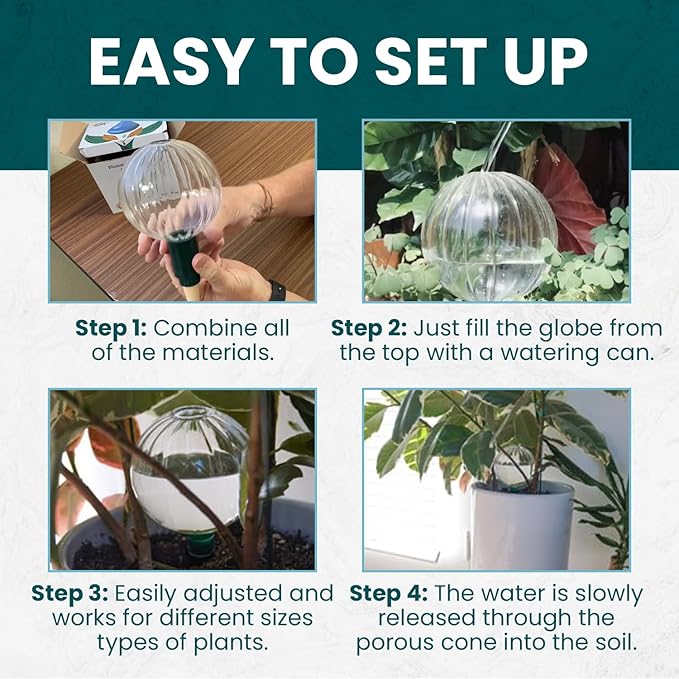 Blumat Glass Plant Watering Globes - Consistent Hydration Devices for Plants - Self-Watering System for Indoor and Outdoor Use - Automatic Plant Care Solution for Vacations