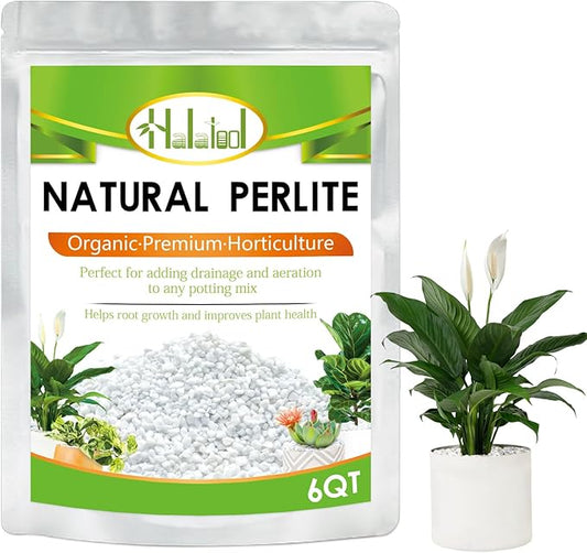Halatool 6QT Perlite 3-6mm Organic Perlite for Gardening Plants Indoor Natural Potting Soil Mix Additive for Holding Moisture Aeration Drainage
