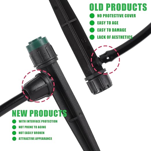 Drip Irrigation Emitters Sprayers for 1/4" Tubing, Adjustable 360 Degree Water Flow Sprayer on 5.5" Arrow Stake,with 1/4" Locked Tee for Watering System(30Pcs Sprayers and 30Pcs Tee)