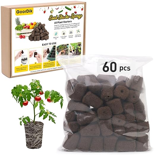 60 Pcs Square Seed Starter Plugs Hydroponic Sponges Grow Pods, Replacement Root Growth Cubes for Seeds or Cuttings Suitable for Growing System and Soil, Generally Planting Pods for Seedling Vegetable