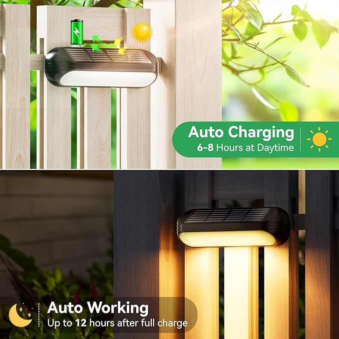 Outdoor Solar Lights for Outside, 10 Pack Bright Solar Fence Lights with Multi-Color Changing & Warm White Mode, Upgraded Solar Step Lights Outdoor Waterproof for Garden Deck Post Stair Wall