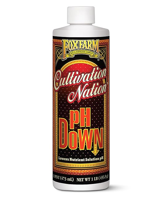 FoxFarm Cultivation Nation pH Down - Liquid Nutrient Solution Adjuster for Hydroponic & Soil Gardens, Lowers pH Levels - 40% Citric Acid for Optimal Plant Growth (Pint)
