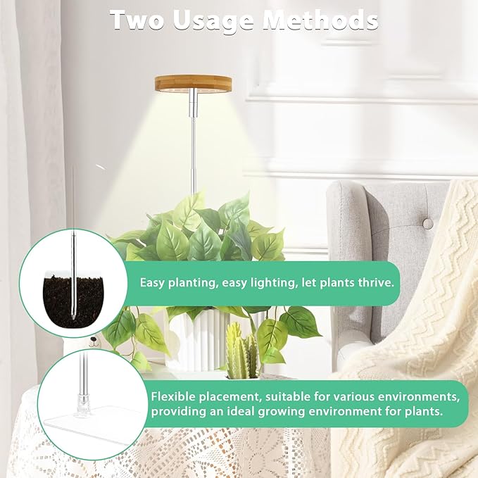 yadoker Halo Plant Grow Light,yadoker LED Growing Light Full Spectrum for Indoor Plants,Height Adjustable, Automatic Timer, 5V Low Safe Voltage,Idea for Small Plants