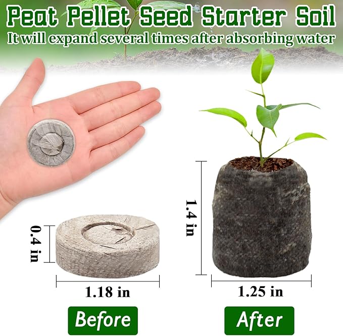 Halatool 200 Pcs 30mm Peat Pellets Block Potting Soil for Seedlings, Compressed Garden Soil Seed Starter Nutrient Peat Pods for Starting Seeds, Planting Flowers, Vegetables, Herbs