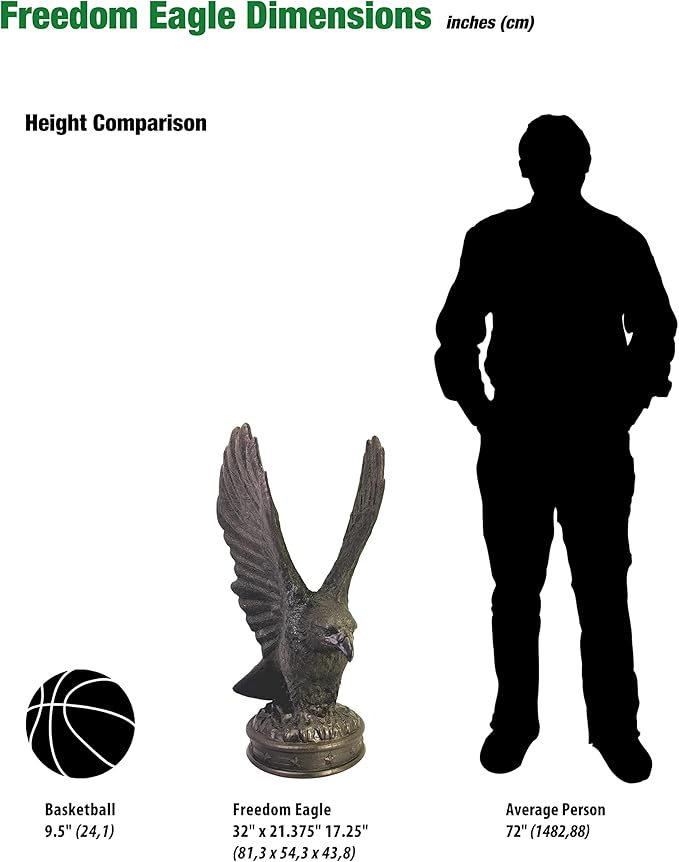 EMSCO Group Freedom Eagle Statue – Natural Bronze Appearance – Made of Plastic Resin – 32” Height