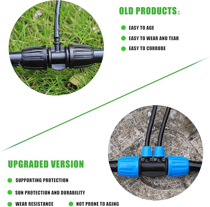 10 Pcs Barbed Tee 1/2 inch Tubing (1/2" ID x0.6-0.63" OD) 16mm to 1/4 inch Irrigation Tube Anti-Drop Quality Fitting (Fits 13mm ID / 4mm ID) (4-way Lock Buckle Blue)