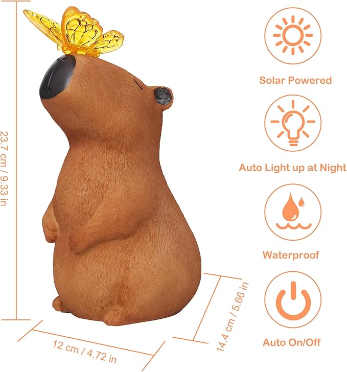 Garden Solar Outdoor Statues Capybara Light, Attivolife Outside & 7 Color Change Lamp, Patio Easter Ornament for Lawn Balcony Porch Yard Art Decor, for Mom Grandma