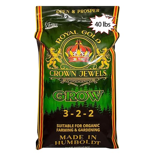 Royal Gold Crown Jewels Organic Grow 3-2-2 Dry Soluble Fertilizer, 40 lbs - Best for Improving Soil Before Planting, Encouraging Vigorous Growth and Plant Feeding