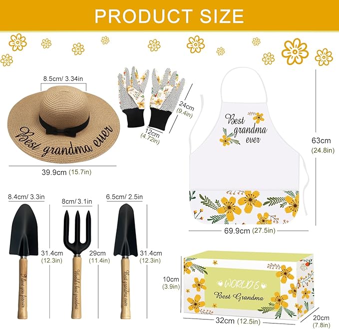 Grandma Gifts,Grandma Gifts from Grandkids - Birthday Gifts for Granny - Gardening Gifts Outdoor Horticulture Starter,Garden Tools Kit for Grandma