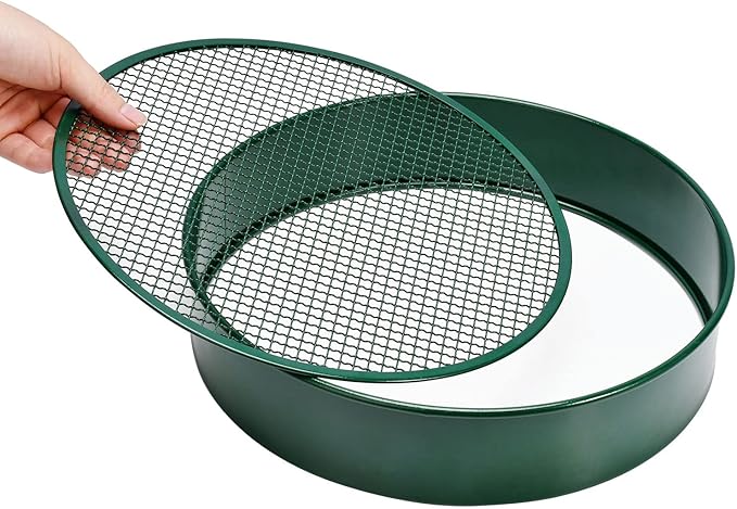 Garden Sieve, Soil Sieve with Interchangeable Mesh Sizes 3,6,9,12mm, Garden Riddle, Perfect Gardening Tool for Sifting Soil, Stones, and Compost