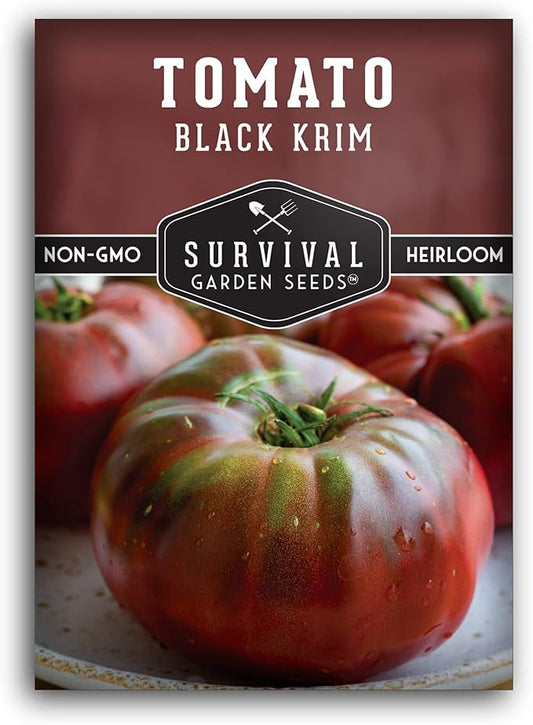 1 Pack Black Krim Tomato Seeds for Planting with Instructions to Grow Delicious Fresh Slicing Tomatoes in Your Home Vegetable Garden - Non-GMO Heirloom - Survival Garden Seeds