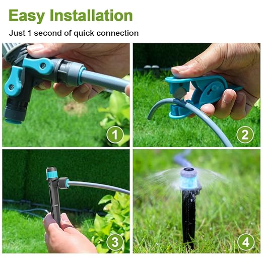 Drip Irrigation Kit, Garden Watering System with Quick Connectors,97FT Automatic Irrigation System with 12mm 6mm Irrigation Tubing Hose, Misting Watering System for Outdoor Plants