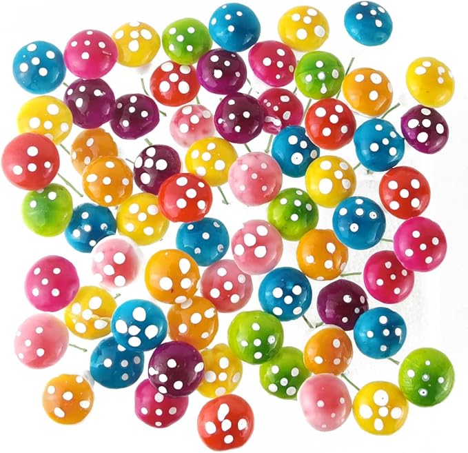 NSBELL 160PCS Fairy Garden Mushroom Mini Tiny Foam Mushroom Miniature Colorful Mushroom Artificial Fairy Garden Ornament for Flower Pot Micro Landscape Decoration