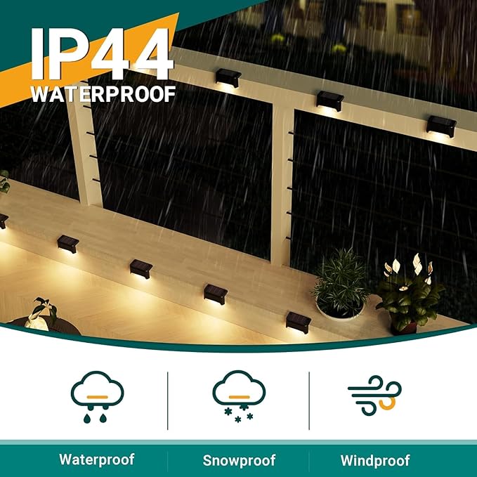 Solar Deck Lights Outdoor Waterproof 12Pack, Solar Step Lights Led Solar Powered Lights for Outdoor Stairs, Step, Fence, Yard, Patio, and Pathway(Warm White)