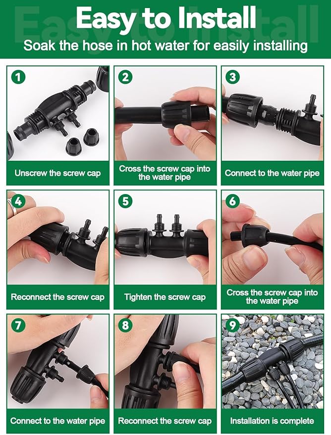 20PCS Locked Barbed Tee Connectors, Kalolary 1/2 Inch to 1/4 Inch Drip Irrigation Fittings Kit 12/16mm to 4/7mm Tube Lock Female Connector 4-Way Barbed Lock Irrigation Parts for Garden Watering System