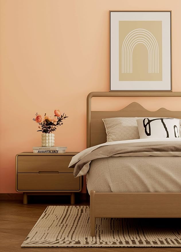 Dimoon 236''x17.7'' Orange Peel and Stick Wallpaper Contact Paper Modern Self Adhesive Wall Paper Removable Renter Friendly Textured Solid Color Shelf Cabinet Vinyl Roll (236''x17.7'',Coral Orange)