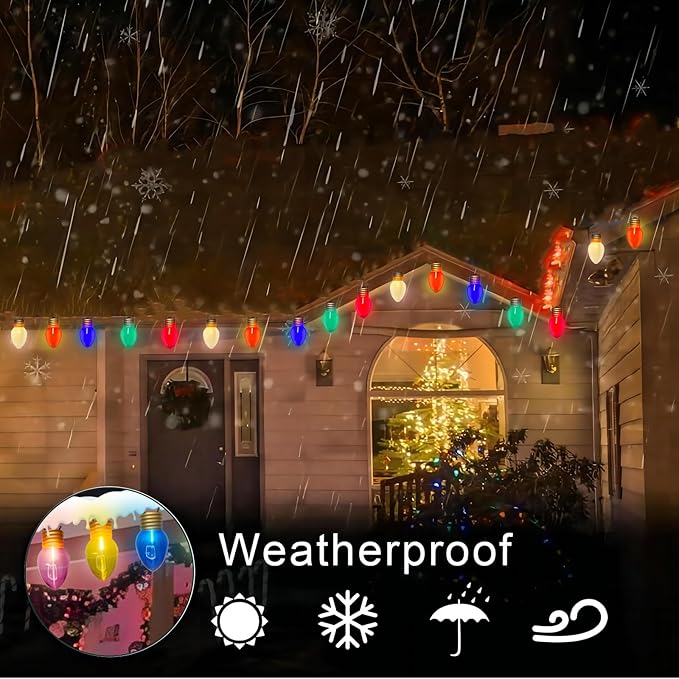 16FT Jumbo Xmas String Lights,Large Outdoor Christmas Lights with 10 Giant Multicolored Bulbs Hanging Lights for Outside Indoor Holiday Tree Porch Roof Fence Yard Garden Decorations